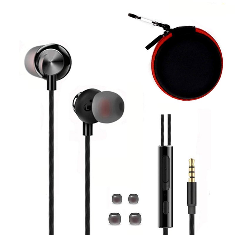ApexOne Wired Metal in-Ear Earbuds Headphones with MIC &Volume Control and Pocket Case, Crystal Clear Sound Bass Stereo Noise Isolating Earphones (Earbuds, Red Storage Case and 2 Small Tips Included) - Image 1